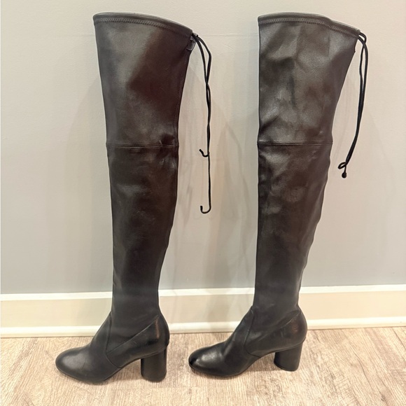 Stuart Weitzman Black Over-the-Knee Thigh High Leather Boots NEW